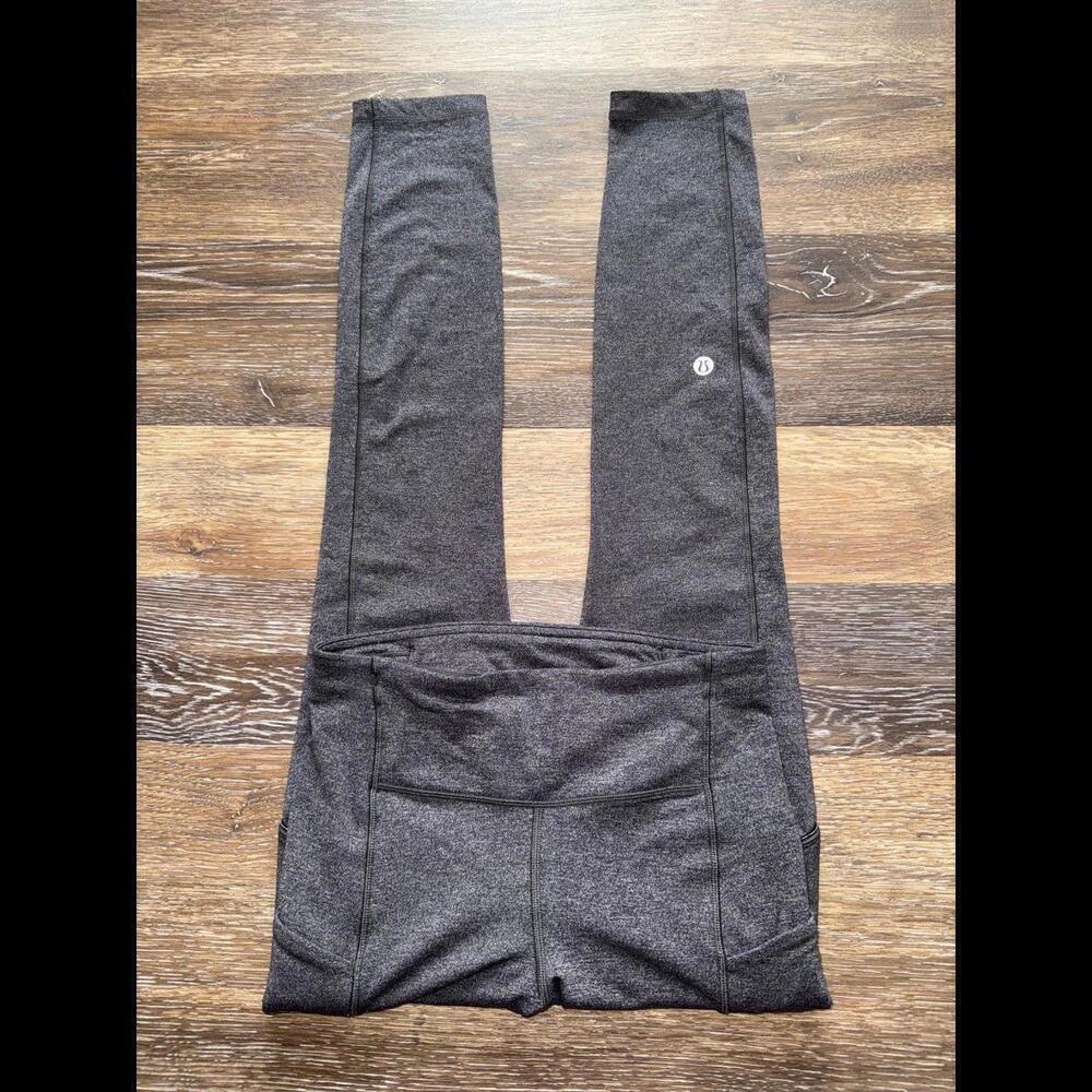 Lululemon Speed Up Tight Mid Rise 25” With Pockets, Heathered Black Size 2